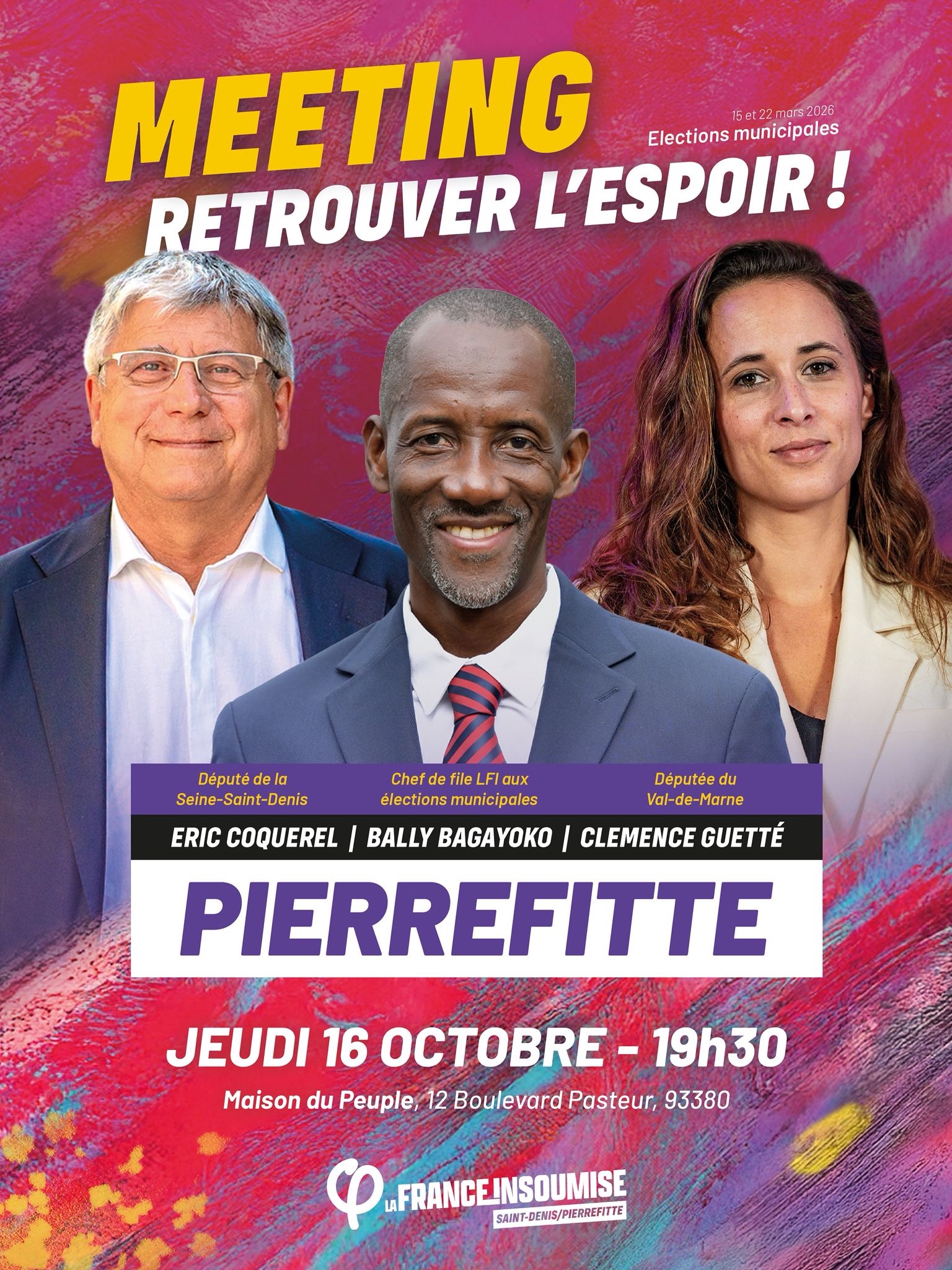 Bally Bagayoko - LFI -Saint-Denis - Pierrefitte - Meeting Retrouver l'espoir - Coquerel - Guetté