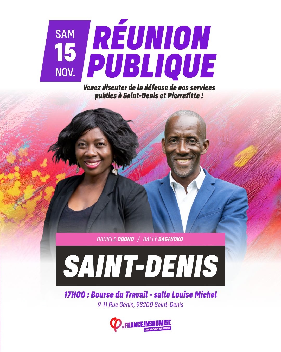 Bally Bagayoko - LFI - Saint Denis - Pierrefitte - Réunion Publique - Danièle Obono - Services Publics