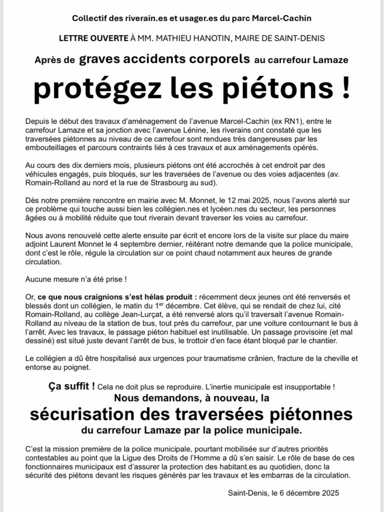 Bally Bagayoko - LFI - Saint Denis - Pierrefitte - Protéger les piétons