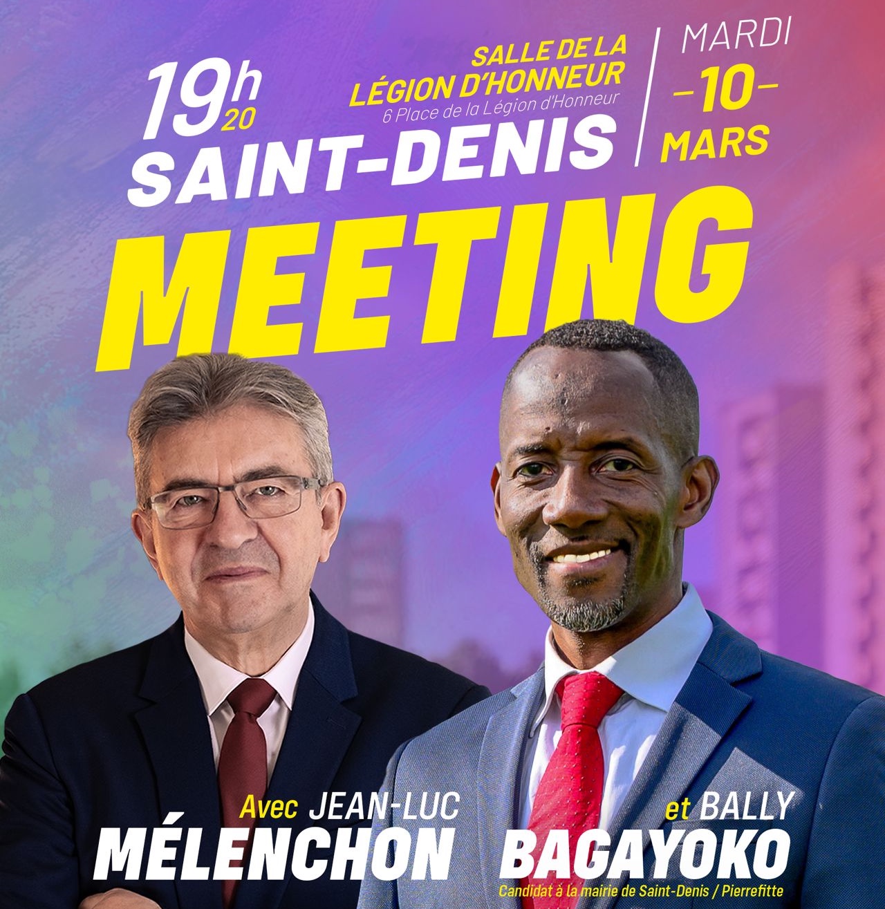 Bally Bagayoko - LFI - Saint Denis - Pierrefitte - Ensemble retrouvons l'espoir - Meeting Melenchon Saint Denis 10 mars