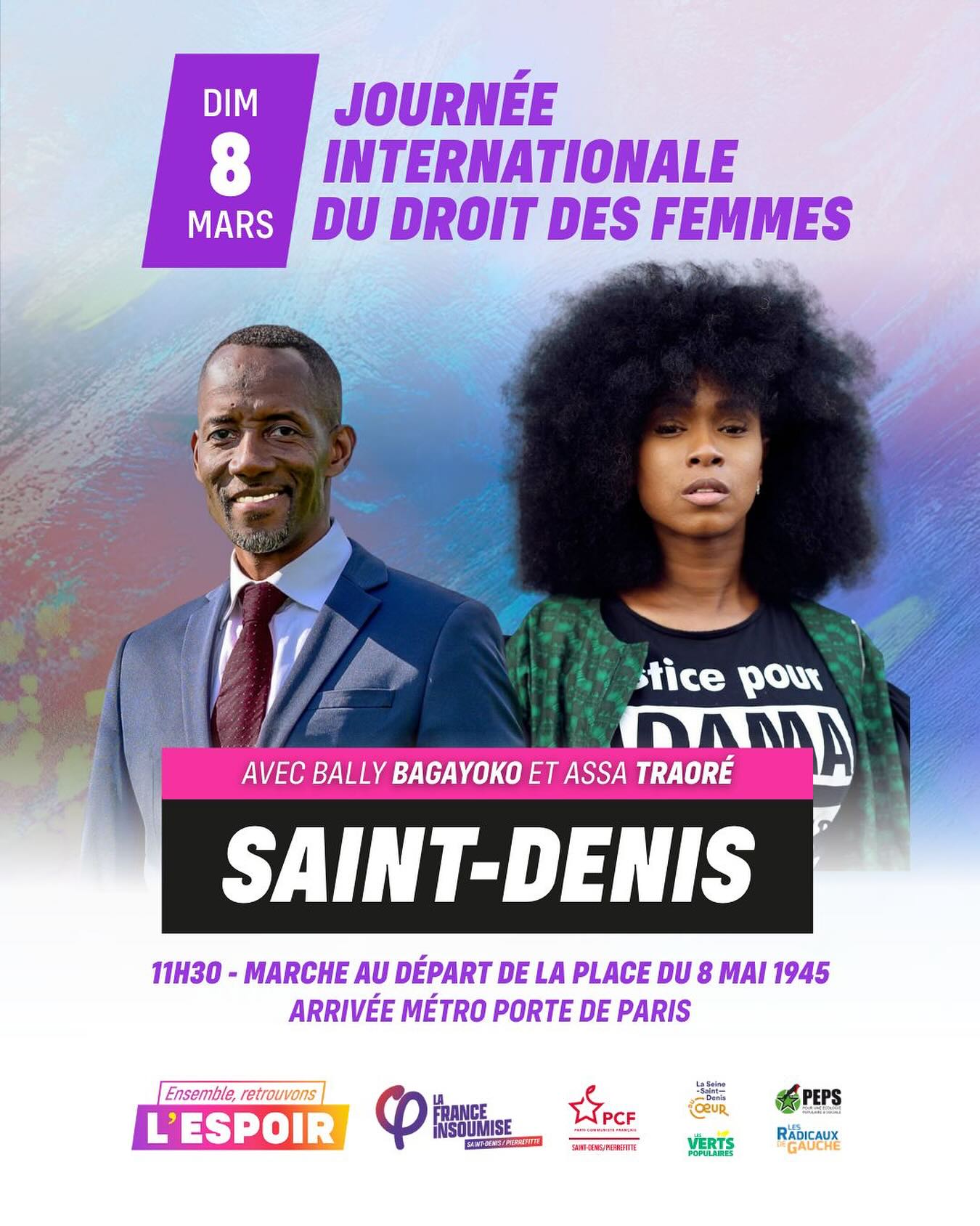 Bally Bagayoko - LFI - Saint Denis - Pierrefitte - Ensemble retrouvons l'espoir - 8 mars
